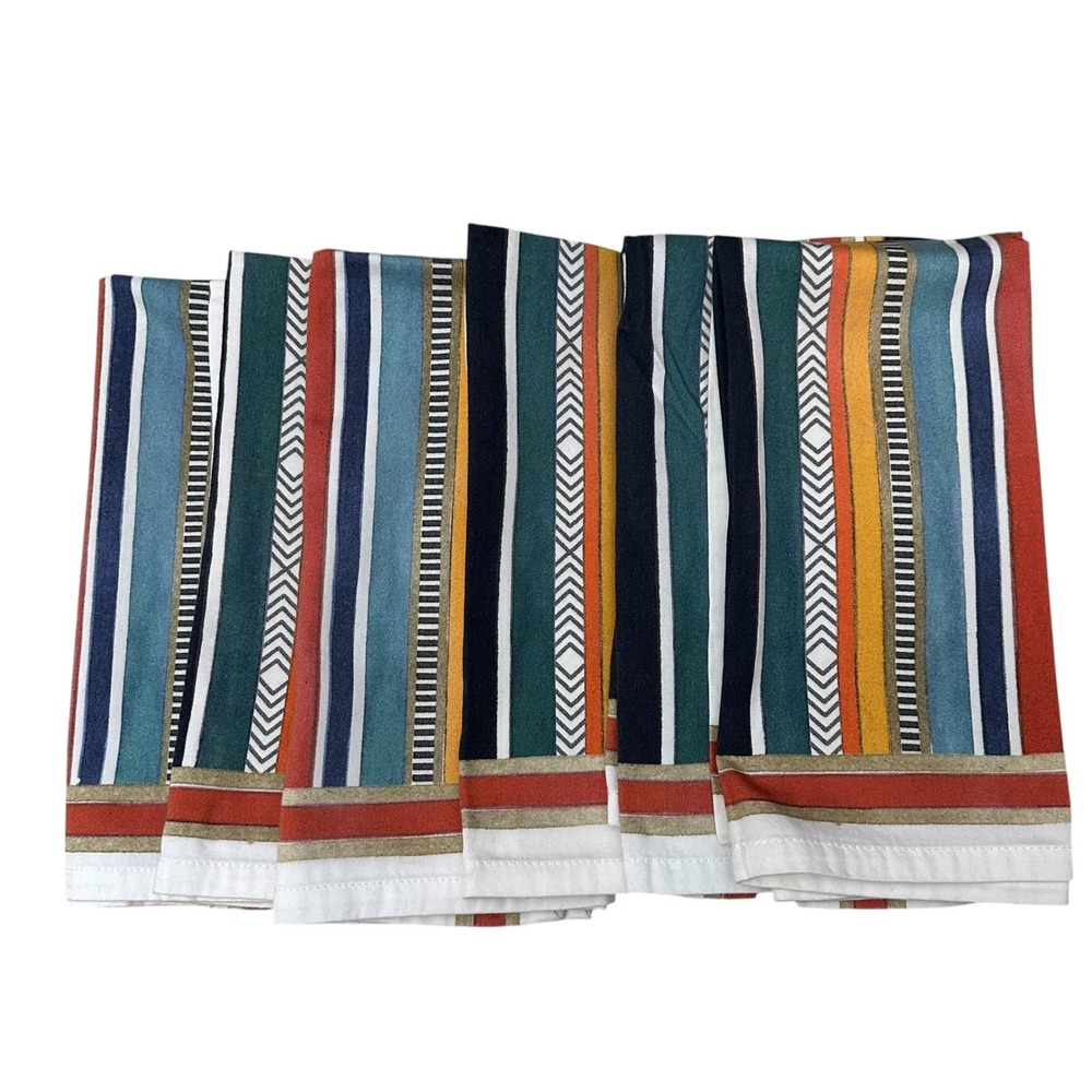 Juliska Basque Stripe Multicolor cotton sateen Napkins 6 Pieces